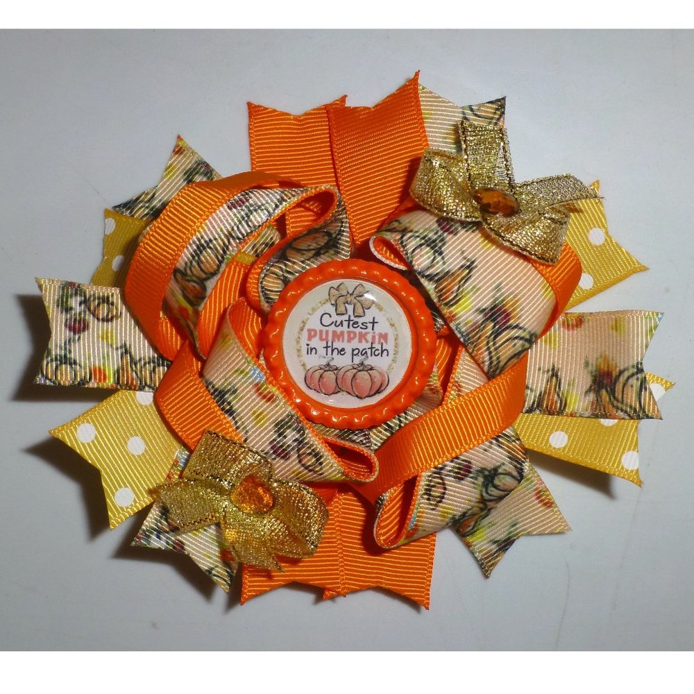 Halloween Pumpkin Patch Girls 5-Inch Hair Bow Clip